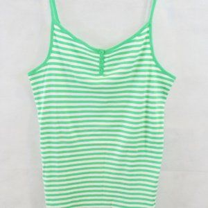 Gap Body Womens Cool Temp Green Striped Ribbed Tank Top XL New